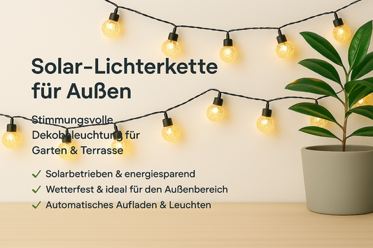 Solar LED Gartenlichter – Kristall-Lichterkette für Außenbereich, 60 LEDs